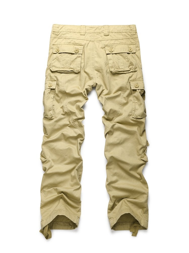 OCHENTA Men's Cotton Casual Cargo Work Pants Military Tactical Combat with 8 Pockets Hiking Khaki 34 - Image 3